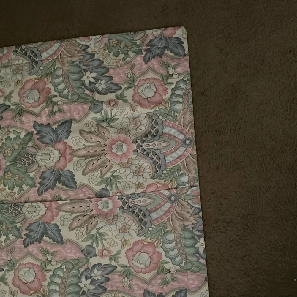 Vintage Crown Craft Muted Floral Pattern King Size Pillow Sham USA Made 35”x 20”